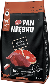 Sucha karma dla kotów Pan Mięsko Wołowina z jeleniem M 5 kg (5905342292647)