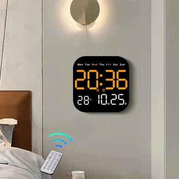 Годинник Deepfox DS-6650 LED цифровий електронний настінний Будильник Дата Температура 18,5х18,5см оранжевий