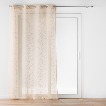 Firana Douceur d'intérieur Louxor na przelotkach ze złotym nadrukiem Beżowa 140 x 280 cm (3574386276481)