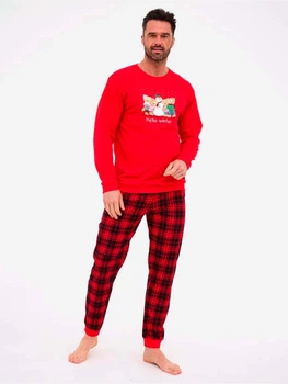 Піжама (світшот + штани) чоловіча великих розмірів бавовняна Cornette Mens sleepwear 115-289 B25 2XL Червоний/Чорний (5902458266975)