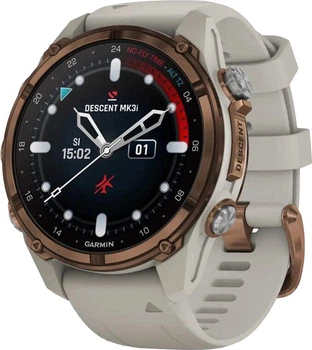 Смарт-часы Garmin Descen Mk3i – 43 mm Bronze PVD Titanium with French Gray Silicone Band (010-02753-13/14)