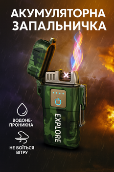 Зажигалка электроимпульсная сенсорная аккумуляторная от USB (влагозащищённый корпус) Камуфляж