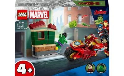 Конструктор Lego Marvel Железный Человек на мотоцикле и Халк, 68 деталей 76287