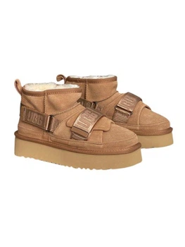 Ультра Міні Коричневі на Платформі Замшеві з Липучкою UGG Ultra Mini Platform Hybrid Boots (37, коричневий)