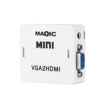 Конвертер VGA у HDMI з аудіо, відео 1080p, чорний, адаптер для підключення ПК до телевізора та монітора (IN-634807)