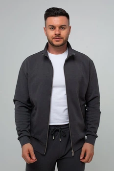 Кофта на замке кэжуал K.O.R 709 Темно-серый (№132 d.grey) 2XL