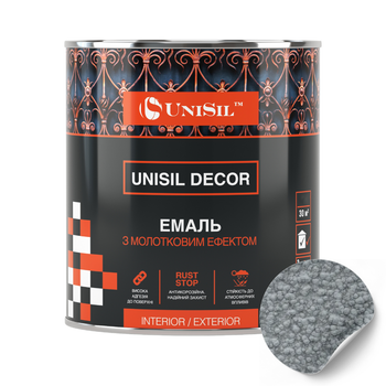 Эмаль Unisil Decor с молотковым эффектом Unisil серебро, 2.5 л