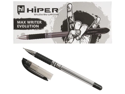 Набор ручек, масляная ручка Hiper Max Writer Evolution, 0.7мм, 2500м, черная, 10 шт в упаковке, HO-335-ESчерная