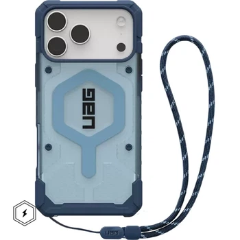 Противоударный чехол с ремешком UAG Pathfinder Clear Magsafe Blues Lanyard для iPhone 17 Pro Max (1145521BV03)