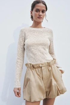 Текстурована трикотажна блуза Zara 2893/037 S Бежева (02893037711S)