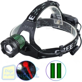 Ліхтар налобний 2188-2XPE (Біле та Червоне світло) 2х18650, signal light, zoom, ЗУ microUSB