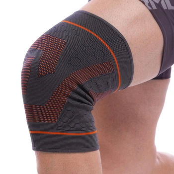 Наколенник эластичный бандаж коленного сустава Sibote Fit 955 размер L-XL Grey-Orange