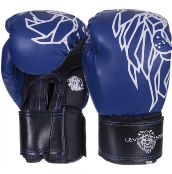 Перчатки для бокса и единоборств LEV Heroe 4280 Blue-Black 12 унций
