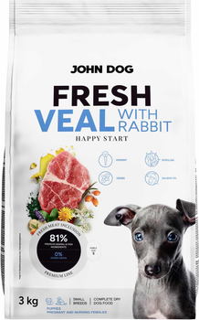Сухий корм для цуценят John Dog Fresh Puppies Телятина з кроликом S 3 кг (5903769014514)