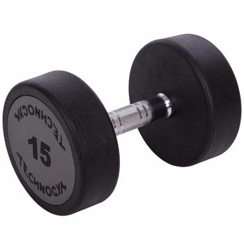 Гантель цельная профессиональная с полиуретановым покрытием TECHNOGYM LN-1254-15 1шт 15кг