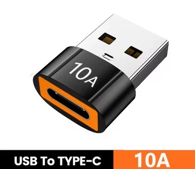 Перехідник USB 2.0 To Type-C 10A Чорний
