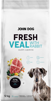 Сухий корм для цуценят John Dog Fresh Junior Телятина з кроликом M/L 12 кг (5903769014583)