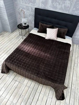Стеганое покрывало 220*240 С подушками 60*40 шоколадный