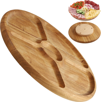 Deska do serwowania Kadax 4-komorowa dębowa 33.5 cm (5903699481288)