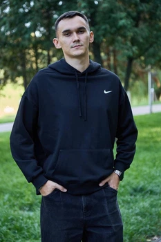 Худи для мужчин базовое с надписями m черное