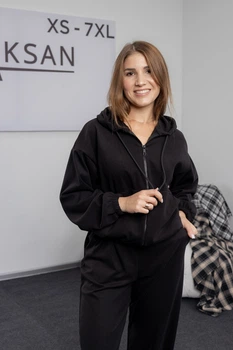 Женский спортивный костюм двойка зимний из флиса puma (тонкий флис) худи Aksan 25.2800 46(l) чорний