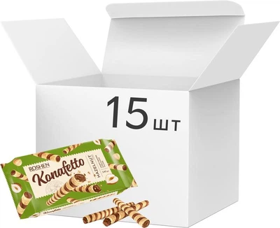 Вафельні трубочки Roshen Konafetto з горіховою начинкою 140 г х 15 шт