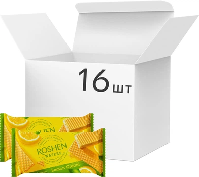 Вафлі Roshen Wafers лимон 216 г х 16 шт