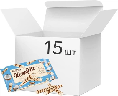 Вафельні трубочки Roshen Konafetto з кокосовою начинкою 140 г х 15 шт