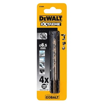 Свердло по металу DeWALT EXTREME INDUSTRIAL COBALT HSS-CO, діаметр 6.5 мм, загальна довжина 101 мм, робоча довжина 58 мм (DT4909)