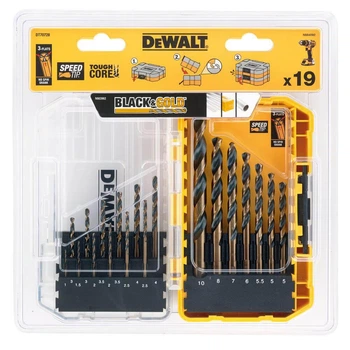 Набір свердел по металу DeWALT Black&Gold HSS-G, 19 шт: 1, 1.5, 2, 2.5, 3, 3.5, 4, 5, 5.5, 6, 7, 8, 10 мм, кейс Tough Case