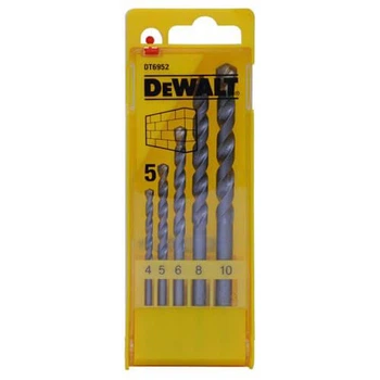 Набір свердл по бетону, цеглі, каменю DeWALT EXTREME, 5 шт: d=4; 5; 6; 8; 10 мм., пластикова касета (DT6952)