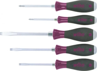 Отвертки Wiha MicroFinish набор 5пр (SL 5,5x100, 6,5x125, 8,0x150, PH1x80, PH2x100),CrV (W29138)