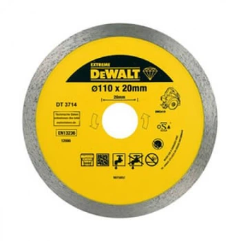 Диск алмазний DeWALT, граніт/мармур/цегла/кахель, 110х1.6х20 мм для плиткоріза DWC410 (DT3714)
