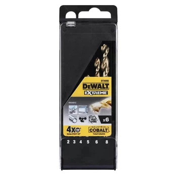 Набір свердлу по металу DeWALT EXTREME INDUSTRIAL COBALT HSS-Co, 6 шт: 2, 3, 4, 5, 6, 8 мм, пластиковий кейс (DT4956)
