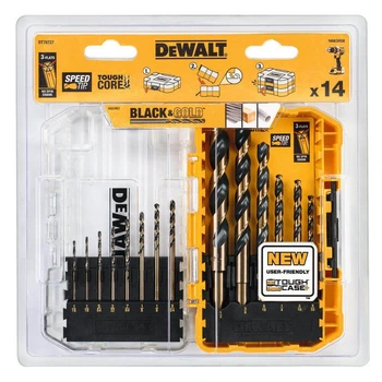 Набір свердлу по металу DeWALT Black&Gold HSS-G, 14 шт: 1, 1.5х2, 2х2, 2.5, 3х2, 3.5, 4х2, 5, 6, 8 мм, кейс Tough Case