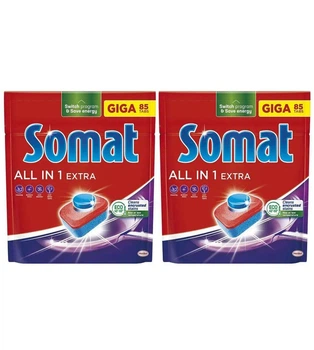 Упаковка таблеток для посудомийної машини Somat All in 1 Extra 85 шт + 85 шт