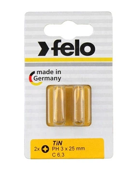 Бита FELO PH3х25 мм TIN; 1/4"; С 6,3; ВОХ (2 шт.) (02203067)