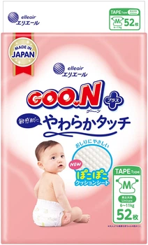 Подгузники Goo.N Plus для детей 6-11 кг Размер М 52 шт (21001497) (4902011118759)