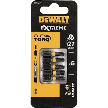 Набір бітів DeWALT, ударні, IMPACT TORSION, Torx, Т27, L=25 мм, 5 шт (DT7383T)