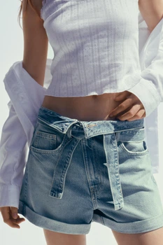Джинсові шорти з ременем Zara 4365/109 L/40 Синій (0436510940040)