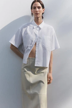 Укорочена поплінова сорочка Zara 4786/067 S Біла (04786067250S)
