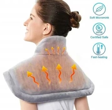 Электрогрелка для спины и шеи Heating Pad вибрационный массажер против боли в спине и шеи
