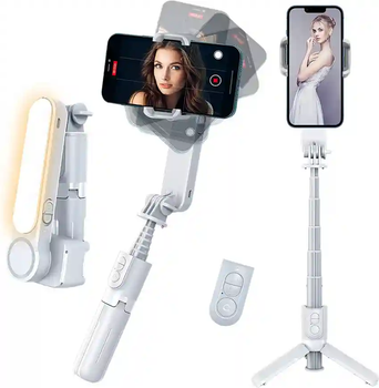 Стабілізатор Gimbal Stabilizer L09 White стедикам для смартфона складаний з триногою та LED підсвічуванням