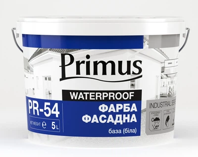 Фарба акрилова фасадна база С (біла для колорування у насичені кольори) Primus PR-54 (5 л)