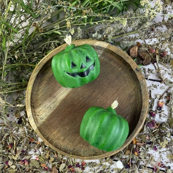 Воскова зелена свічка - гарбуз Halloween