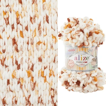 Пряжа для в'язання Alize Puffy FINE Color 7502 фантазійна нитка плюшева