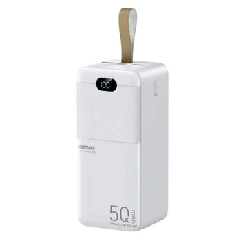 Павербанк Remax 50000 mAh 22.5W 5A Павербанк Remax RPP-117 Piloteer с быстрой зарядкой PD/QC, Портативный внешний аккумулятор, универсальные порты 2USB/Type-C/MircoUSB, LED-дисплей Белый