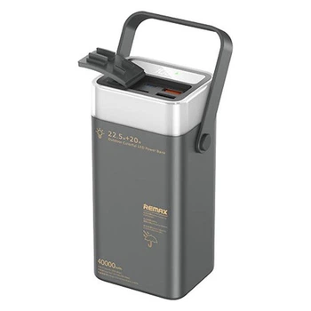 Павербанк Remax 40000 mAh 22.5W Павербанк Remax RPP-596 Fluorite зі швидкою зарядкою PD/QC, Портативний зовнішній акумулятор, універсальні порти 2USB/2Type-C, LED-дисплей, ліхтарик Сірий