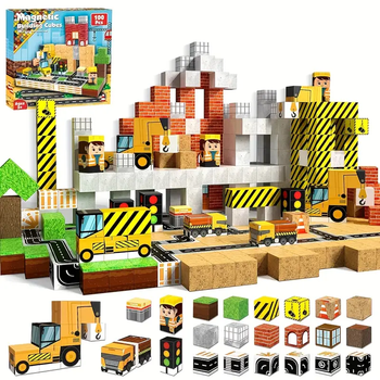 Магнитный конструктор Minecraft 100 шт по игре Майнкрафт Спецтехника Mk001036