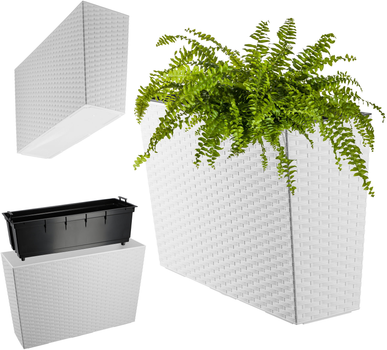 Doniczka ogrodowa z wkładem Kadax Rattan Biała 19x56 cm (5903699428771)